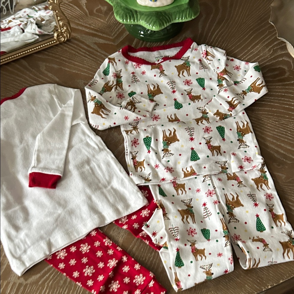 NWT! Set/2 Christmas Holiday Reindeer & Tree Baby Girl Pajamas - Picture 12 of 14